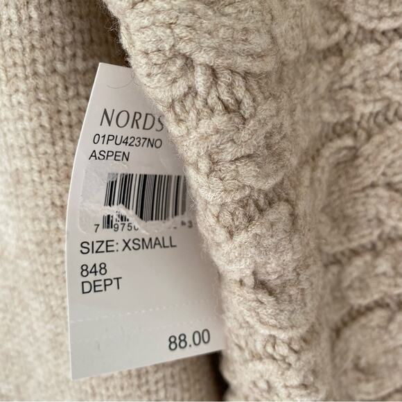 Blank NYC Horizontal Cable Crewneck Sweater Tan Aspen NWTs size XS - Picture 7 of 8